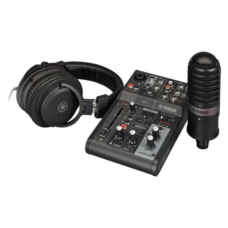 Kit Streaming AG03MK2 lspk Yamaha br Mixer Fone e Microfone