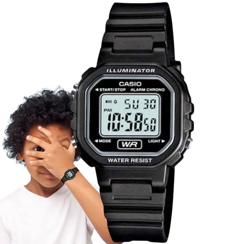 Relógio de Pulso Casio Infantil Meninos Meninas Digital Standard Pequeno Leve Alarme Cronometro Calendário Quadrado Preto LA-20WH-1ADF - Casio