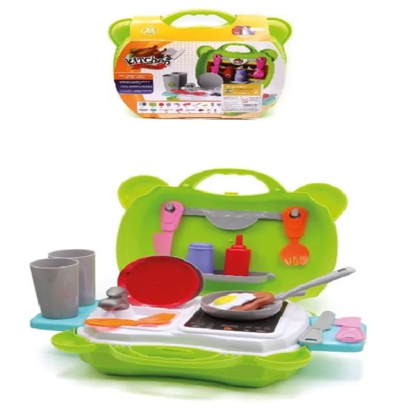 MINI COZINHA INFANTIL EM MALETA PORTATIL COMPLETA FOGAO PIA ECORREDOR E ACESSORIOS DE COZINHA