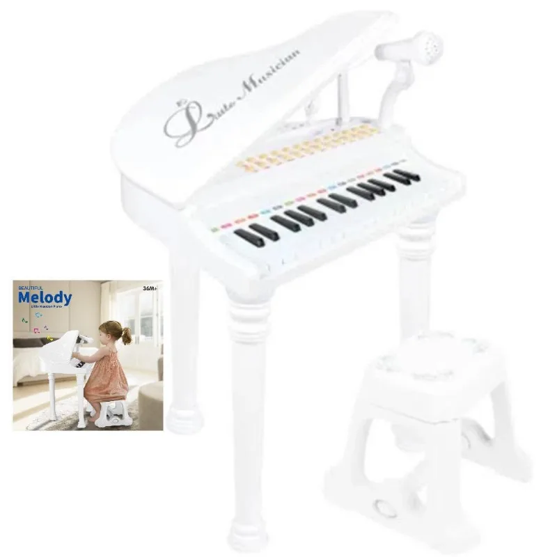 Piano Sinfonia Microfone Karaoke Gravador Mp3 Banqueta Luxo
