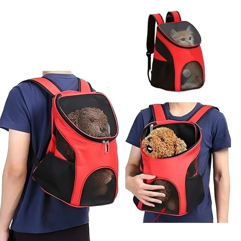 Mochila Caes Gatos Bolsa De Transporte Passeio Pet Dog Bag Viagem Canguru Cachorros Petshop Com Bolsos Laterais - OUTRAS