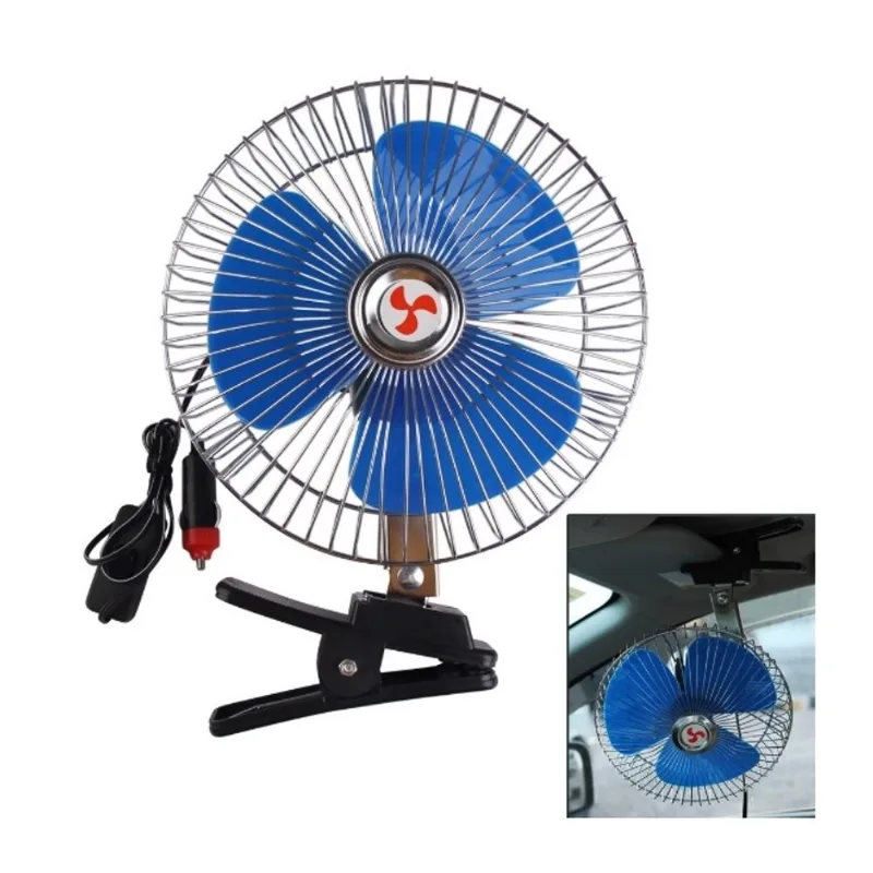 VENTILADOR AUTOMOTIVO EM METAL OSCILANTE PARA CARRO CAMINHAO VAN E ONIBUS 12V