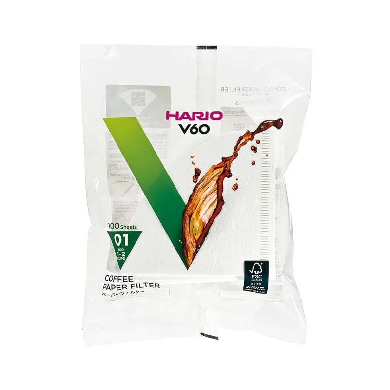 Filtro Hario V60 Branco 100 unidades Tamanho 01 Filtro Branco para Coador Hario V60 Tamanho 01 - 100 unidades