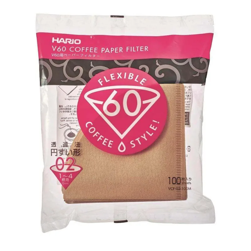 Filtro Hario V60 Natural 100 unidades Tamanho 02 Filtro Natural para Coador Hario V60 Tamanho 02 - 100 unidades