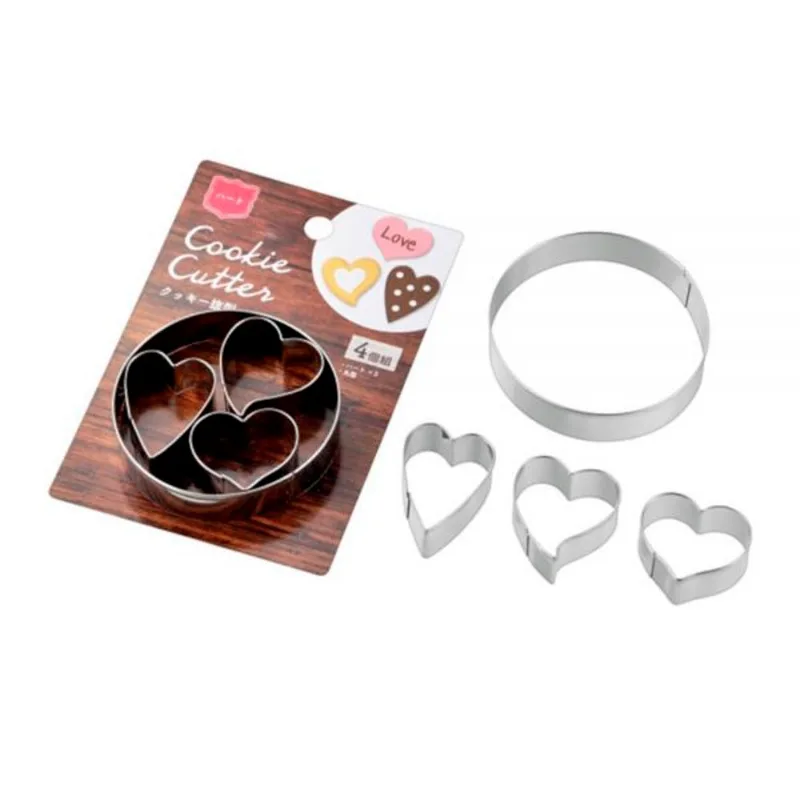 Molde De Aço Para Cookie Watts 4 Peças Coração Echo Metal (MP)