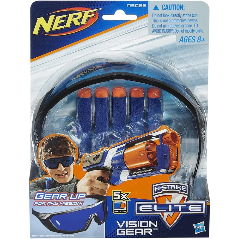 Nerf Oculos Vision Gear + Refil 5 Dardos Elite Hasbro