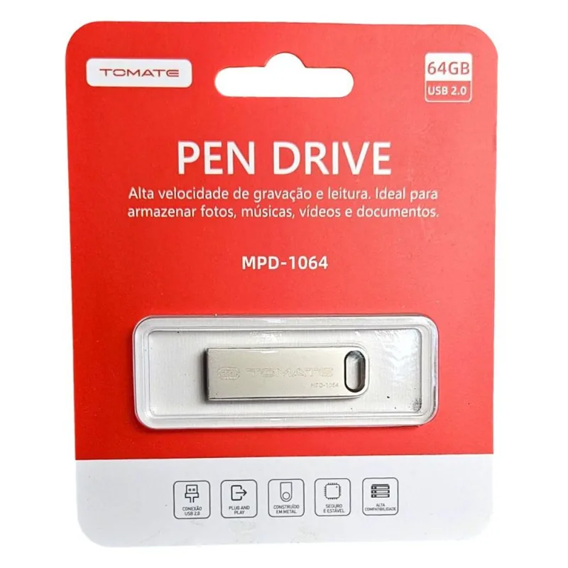 Pendrive 64 Gb Tomate Ultra Rápido Compacto Tomate Mpd-1064