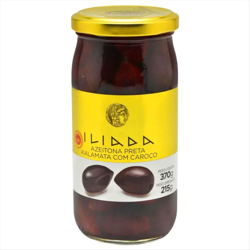 Azeitona Preta Kalamata Com Caroço Grega Iliada 215g - ILIADA