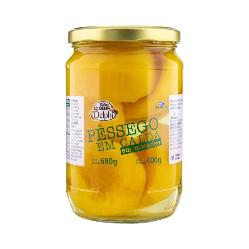 Pêssego em Calda Grego Delphi em Metade 400g