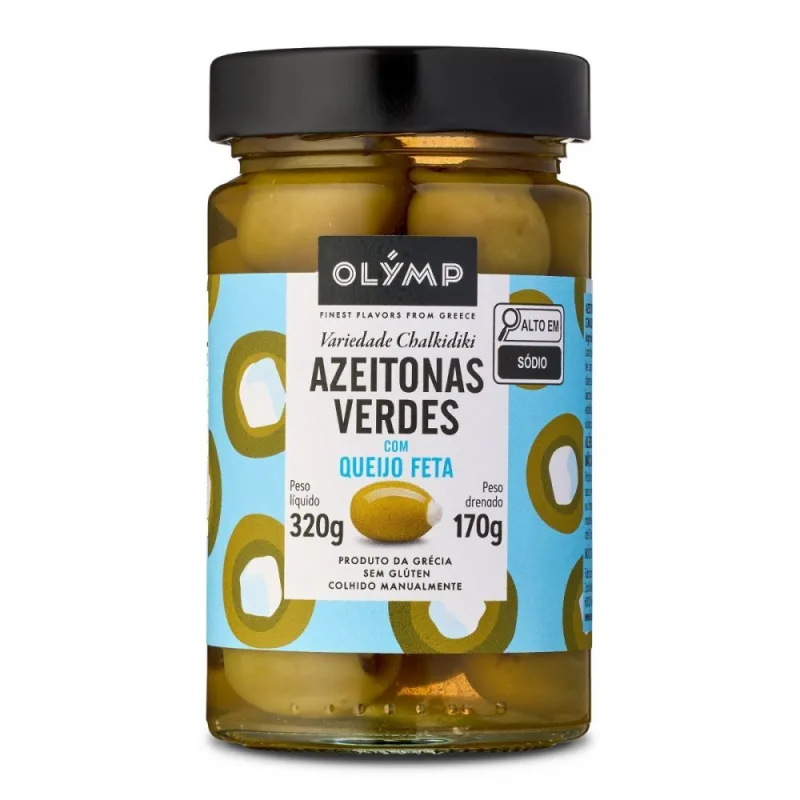 Azeitonas Verdes Com Queijo Feta Olymp 170g - Não Informado