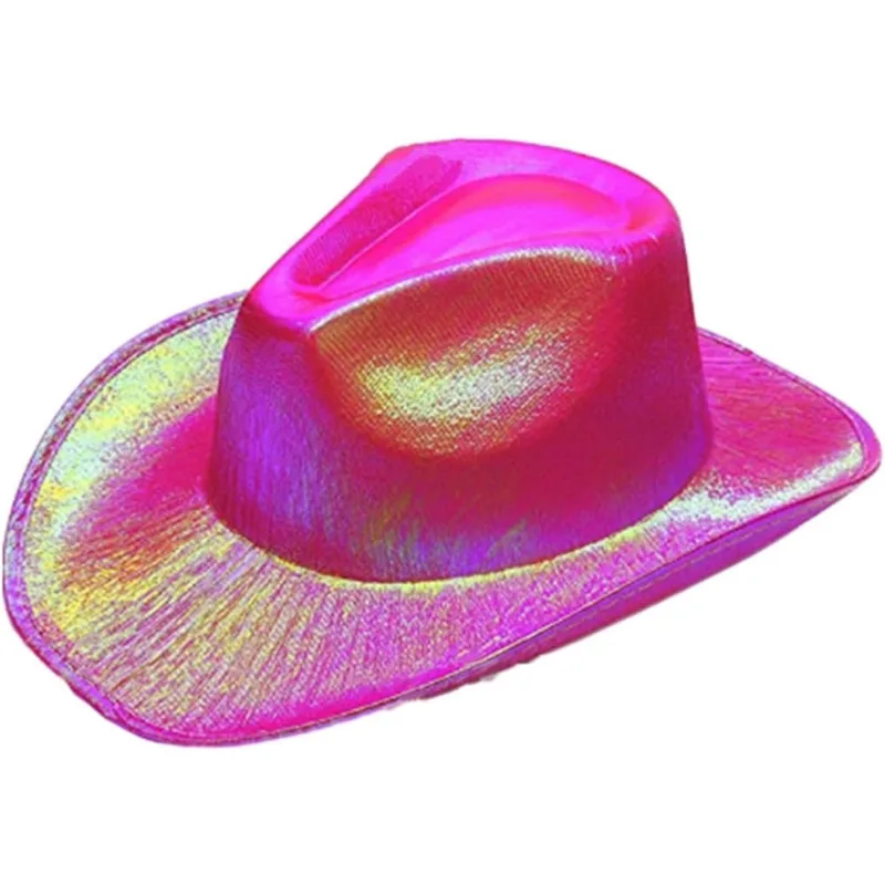 Chapéu de cowboy jieyou Neon para festa de carnaval para adultos com aba grande