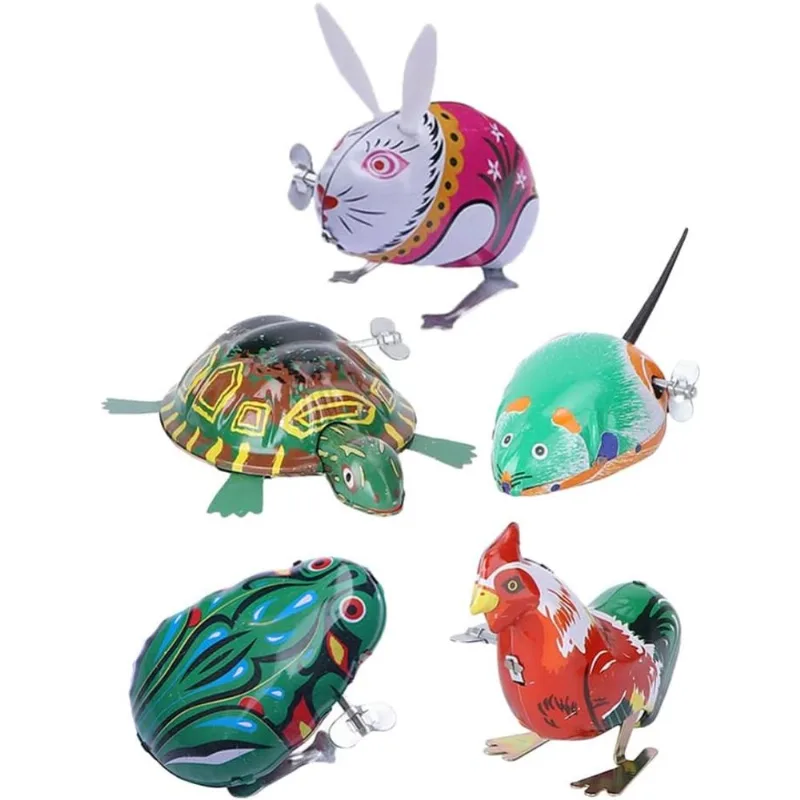 Wind Up Animal Toys Jieyou Retro Iron Vintage Clockwork 5 Unidades