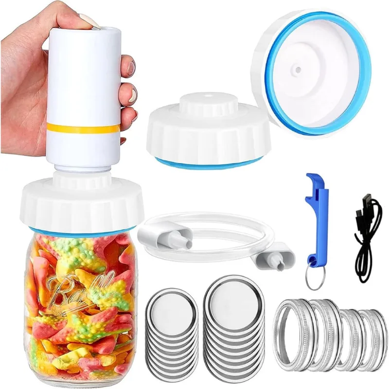 Electric Mason Jar Vacuum Sealer Kit de Vedação a Vácuo e Acce