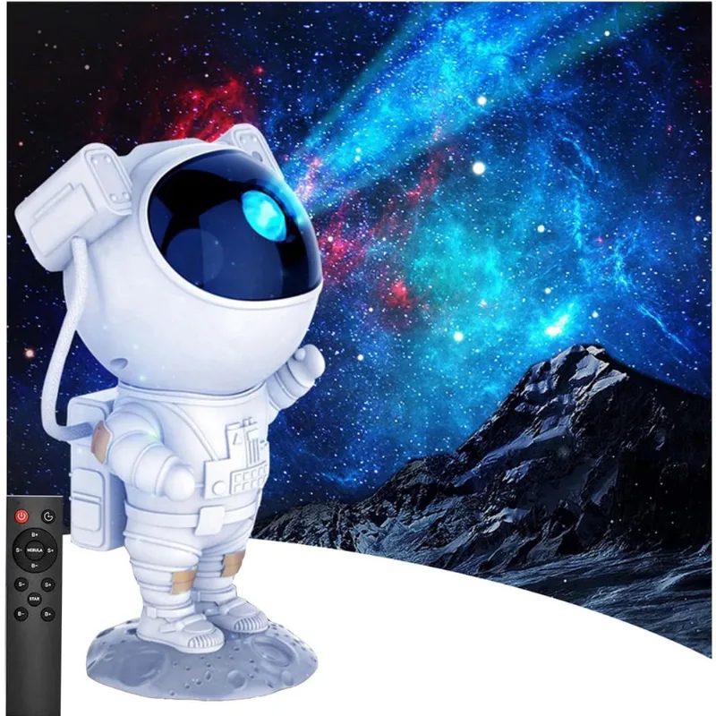 Projetor de luz de astronauta, projetor de galáxias com temporizador e R