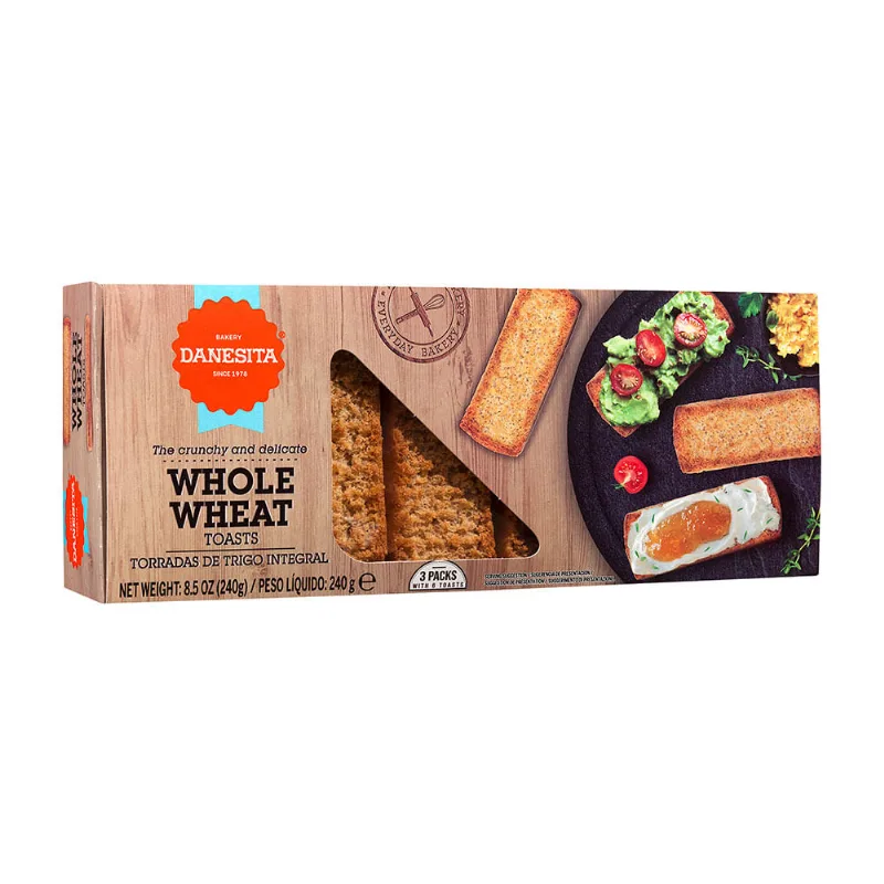 Torrada Integral Whole Wheat Toast Bakery Danesita Caixa 240g