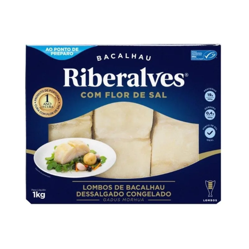 Lombo de Bacalhau Riberalves Dessalgado com Flor de Sal 1Kg - RIBERALVES