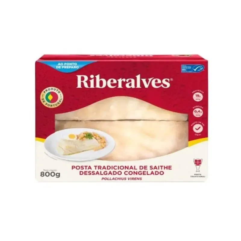 Bacalhau Saithe em Posta Riberalves Dessalgado Congelado 800g - RIBERALVES