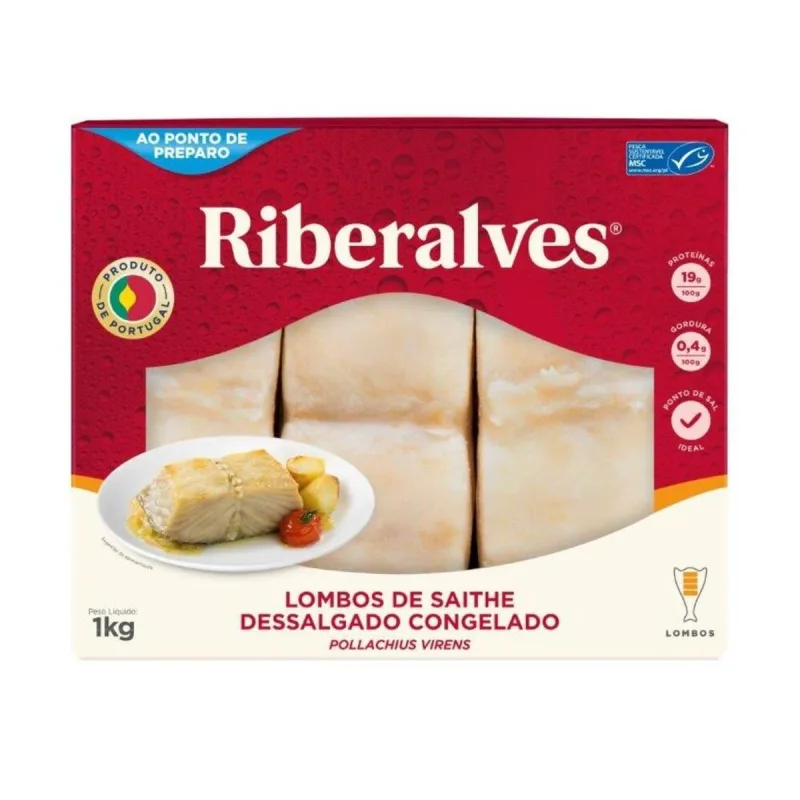 Lombo de Bacalhau Riberalves Saithe Dessalgado Congelado 1Kg - RIBERALVES