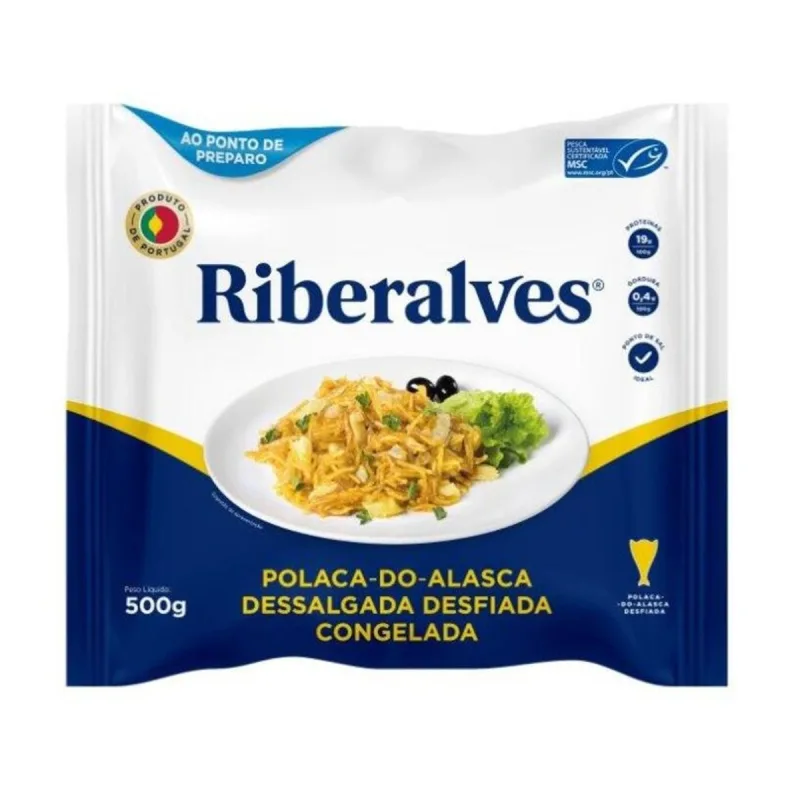 Filé de Peixe Polaca Riberalves Desfiado Dessalgado 500g - RIBERALVES