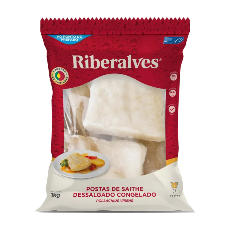 Bacalhau Riberalves Saithe Posta Dessalgado Congelado 1Kg - RIBERALVES