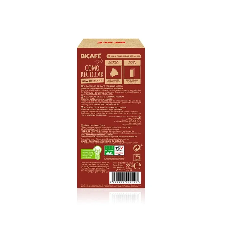 10 Cápsulas Café Gourmet Bicafé Biodegradável Compatível Com Nespresso - Bicafé