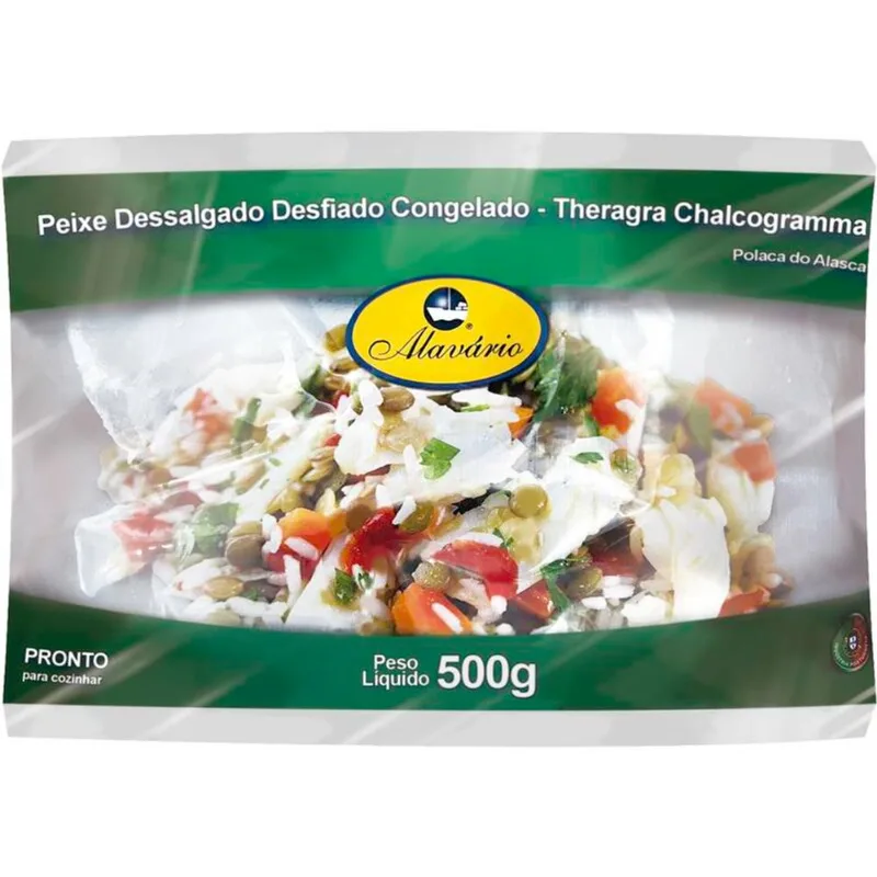 Peixe Polaca Dessalgada Alavário Congelado Desfiado 500g