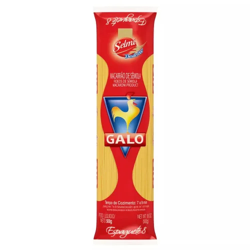 Macarrão De Sêmola Espaguete 8 Galo Pacote 500g - SELMI