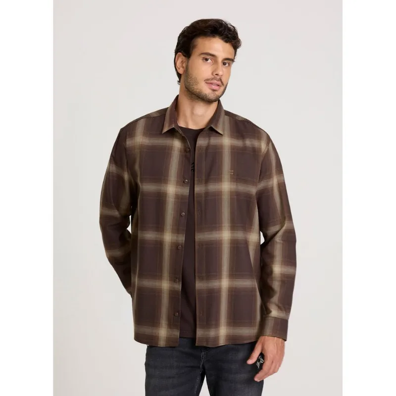 Camisa Relaxed Fit Brown Plaid John John Masculina GG