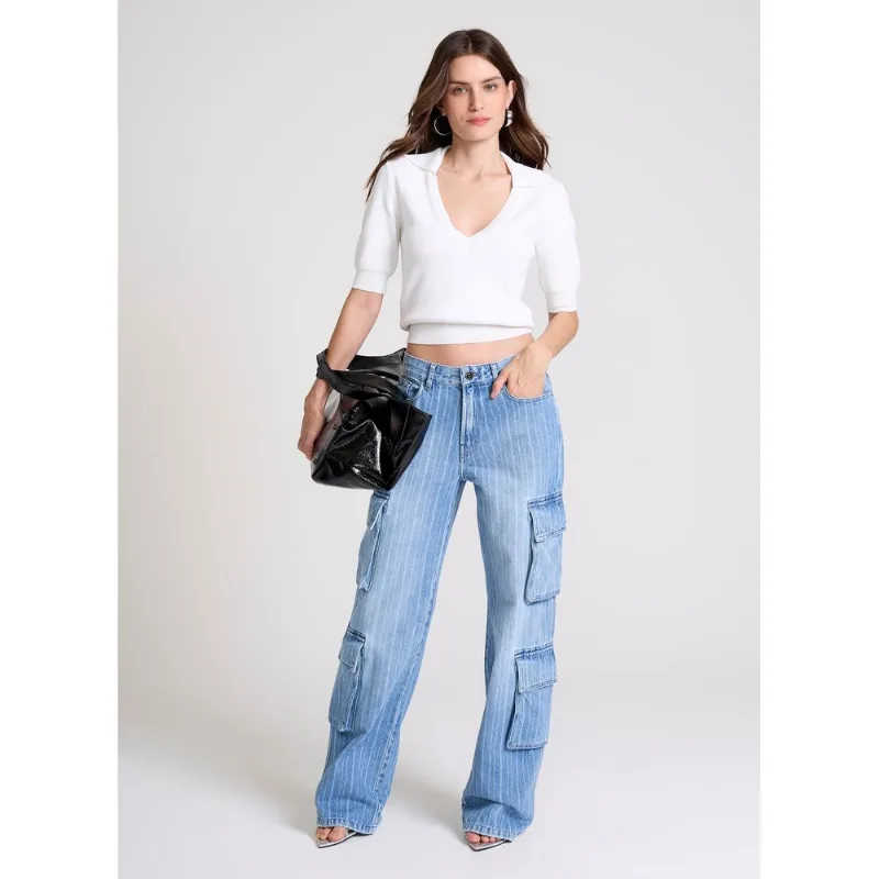Calça Jeans Wide Leg Cargo Rockford John John Feminina 36