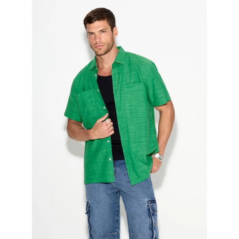 Camisa Relaxed Fit Cotton Fresh Green John John Masculina G