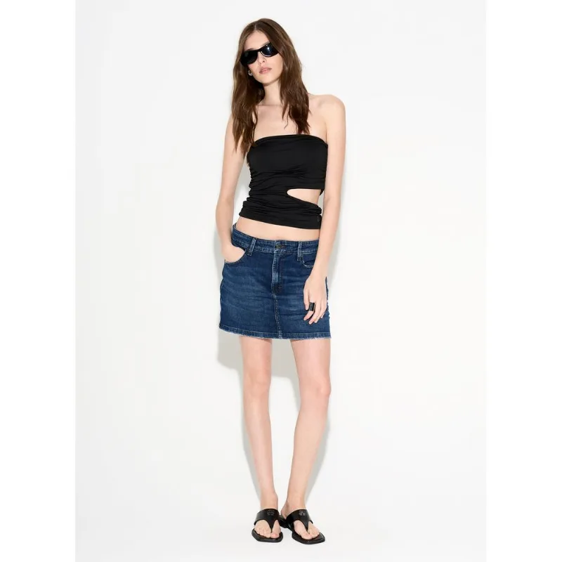 Saia Jeans Reta Gaia John John Feminina 38
