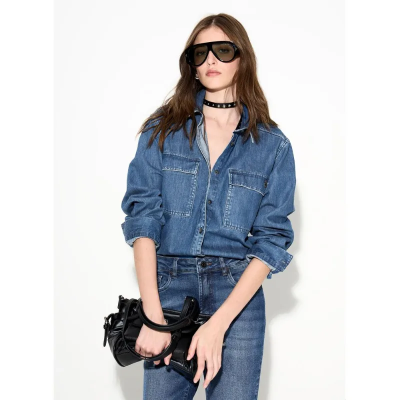 Camisa Jeans Reta Clássica Gibraltar John John Feminina GG