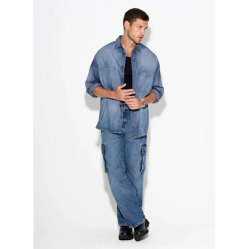 Camisa Jeans Overshirt Medium Blue John John Masculina M