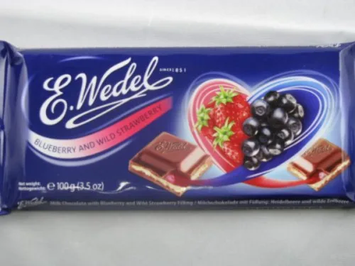 E. Wedel Milk Chocolate With Blueberry And Wild Strawberry Filling 100g - E.WEDEL