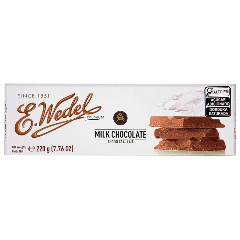 Chocolate E. Wedel Premium ao Leite 220g - E. Wedel