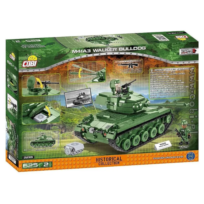 Tanque Americano M41A3 Walker Bulldog - Blocos de Montar 625 peças - Vietnam War - cobi