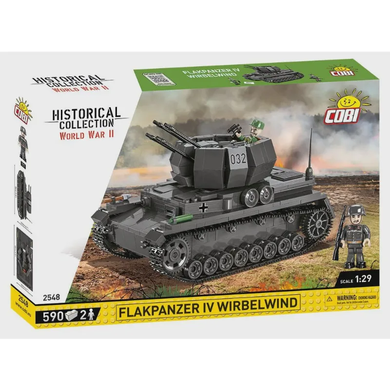 Tanque de Guerra Alemão Flakpanzer iv Wirbelwind - Blocos de Montar 590 Peças - World War ii - cobi
