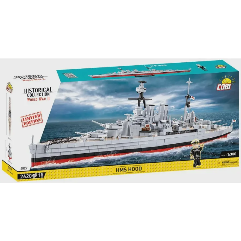 Navio de Guerra Britânico hms Hood - 1/300 Blocos de Montar 2613 Peças - World War ii - cobi