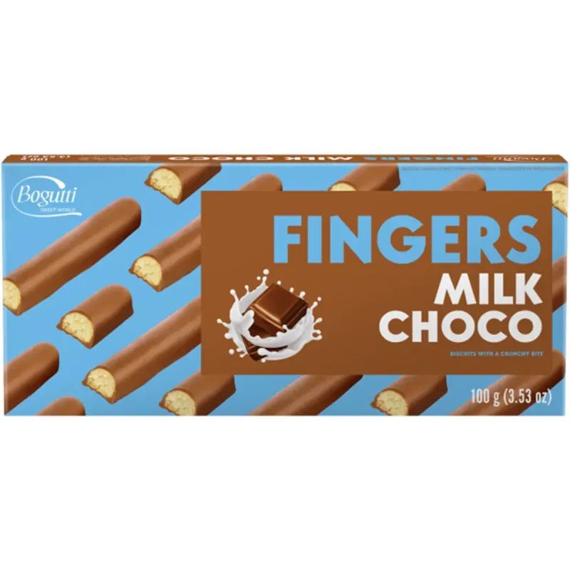 Biscoito Bogutti Fingers Palitito com Cobertura de Chocolate Milk Choco 100g - Bogutti