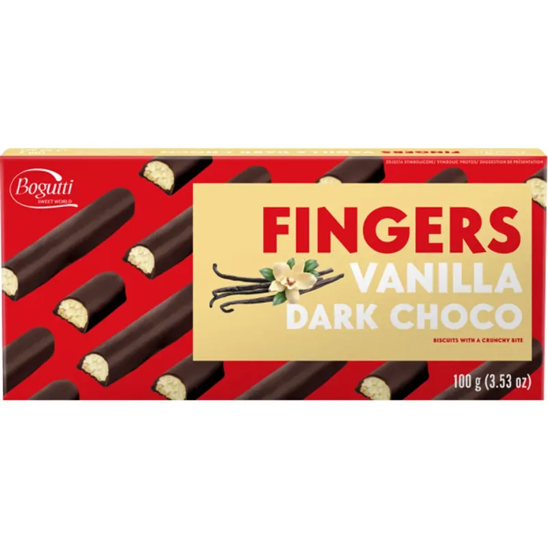 Biscoito Bogutti Fingers Palitito com Cobertura de Chocolate Vanilha Dark Choco 100g - Bogutti