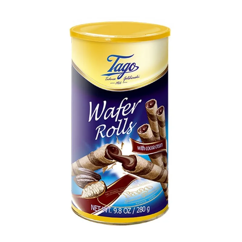 Wafer Rolls Recheados com Creme de Chocolate Tago Pote 280g