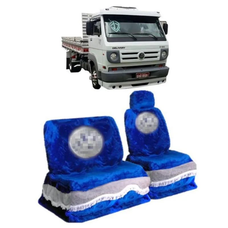 Jogo Capa De Bancos Chinil Logo Para Vw Delivery Azul
