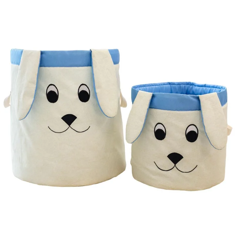 Kit 2 Cestos Organizador Grande Tecido Suede Azul