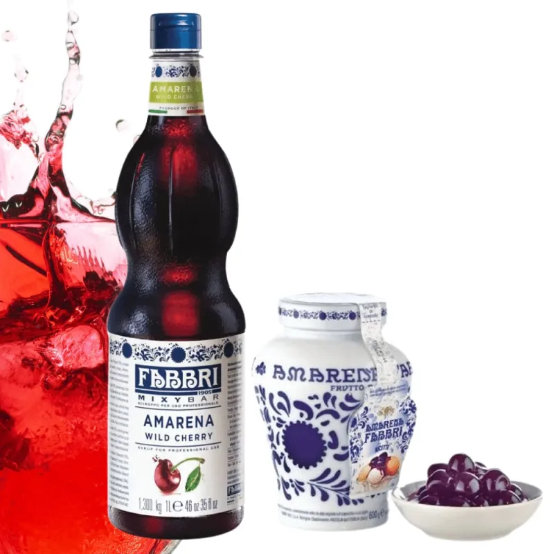 Kit Xarope Cereja Silvestre 1 Litro e Amarena Fruto em Calda 600g Fabbri Confeitaria Coquetel Bar - Não Disponível