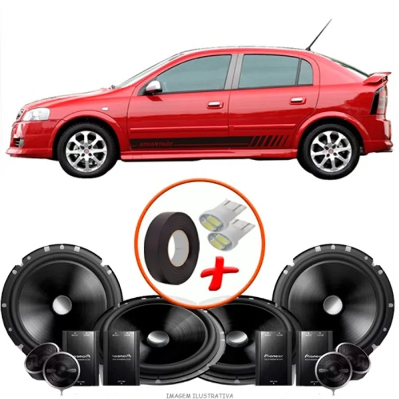 Kit Alto Falante Pionner gm Astra 2 Vias TS-C170BR 6X6 240W rms + Tweeters + Crossovers