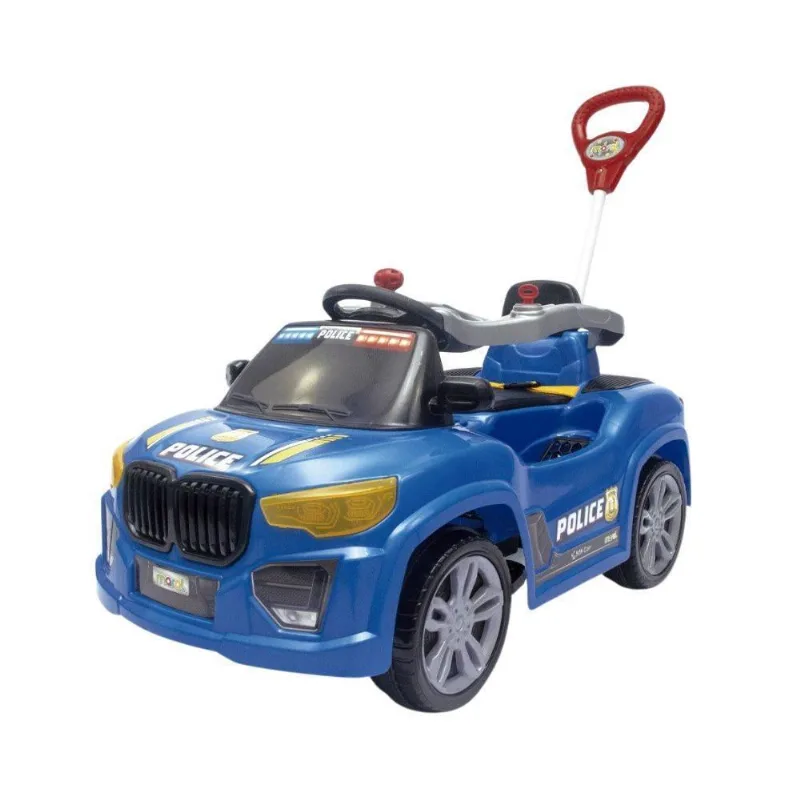 Carrinho Passeio Infantil Car Police Azul Alça De Segurança