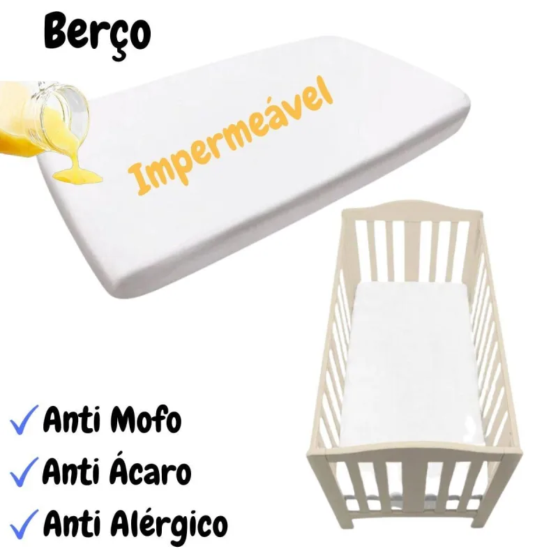 Capa Impermeável Protetor Colchão de Berço Branco Anti Mofo - Vida Pratika