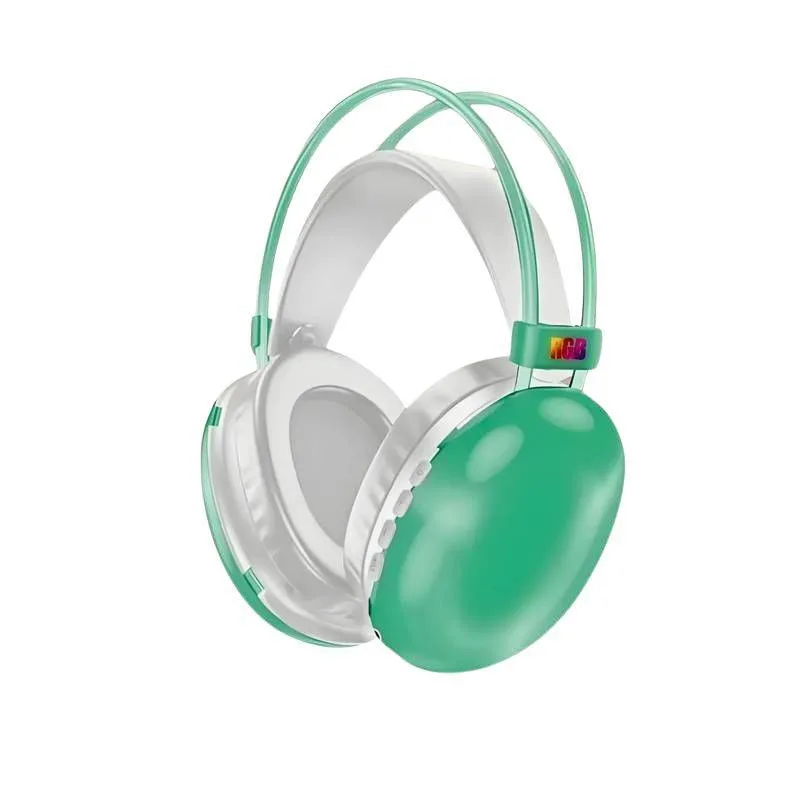 Fone de Ouvido Verde Sem Fio Bluetooth LED RGB Recarregável - Disco Pulse