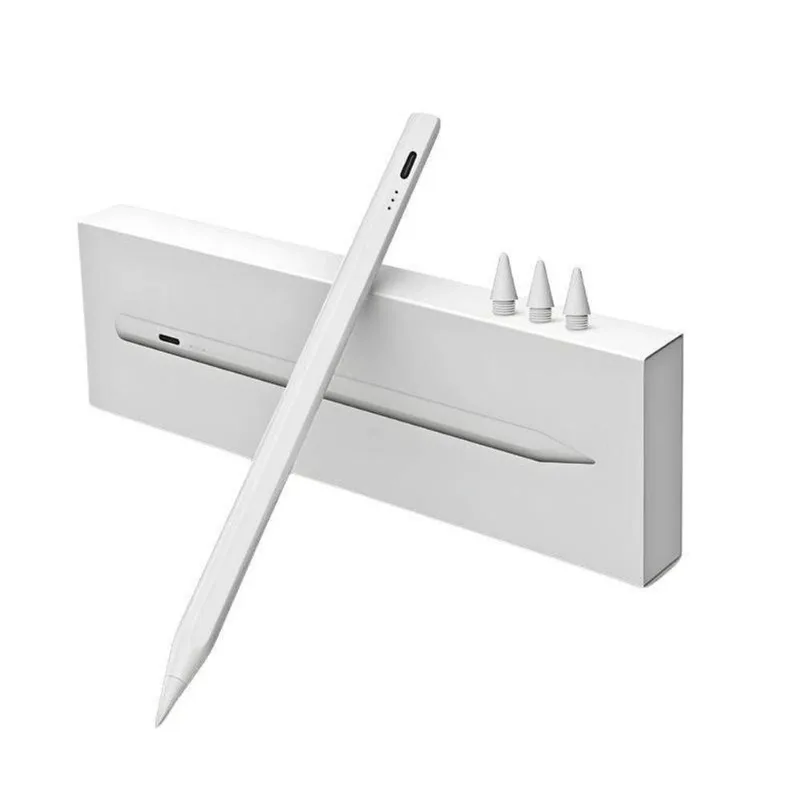 Caneta Digital Touchscreen Recarregável Ponta Fina Branco Compatível Celulares Tablets Laptops Mesas
