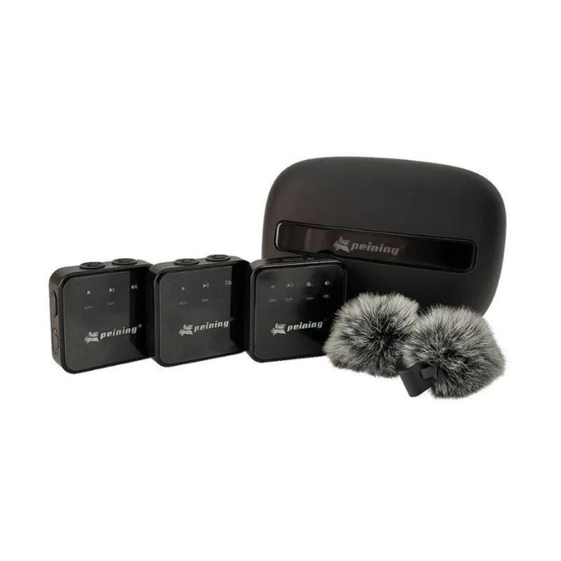 Microfone De Lapela Sem Fio De Canal Duplo Com Abafadores